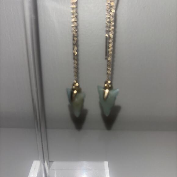 Women Girl Dangle Pull Through Threader Earrings Turquoise Teal Stone‎ Boho Indi - Picture 5 of 12